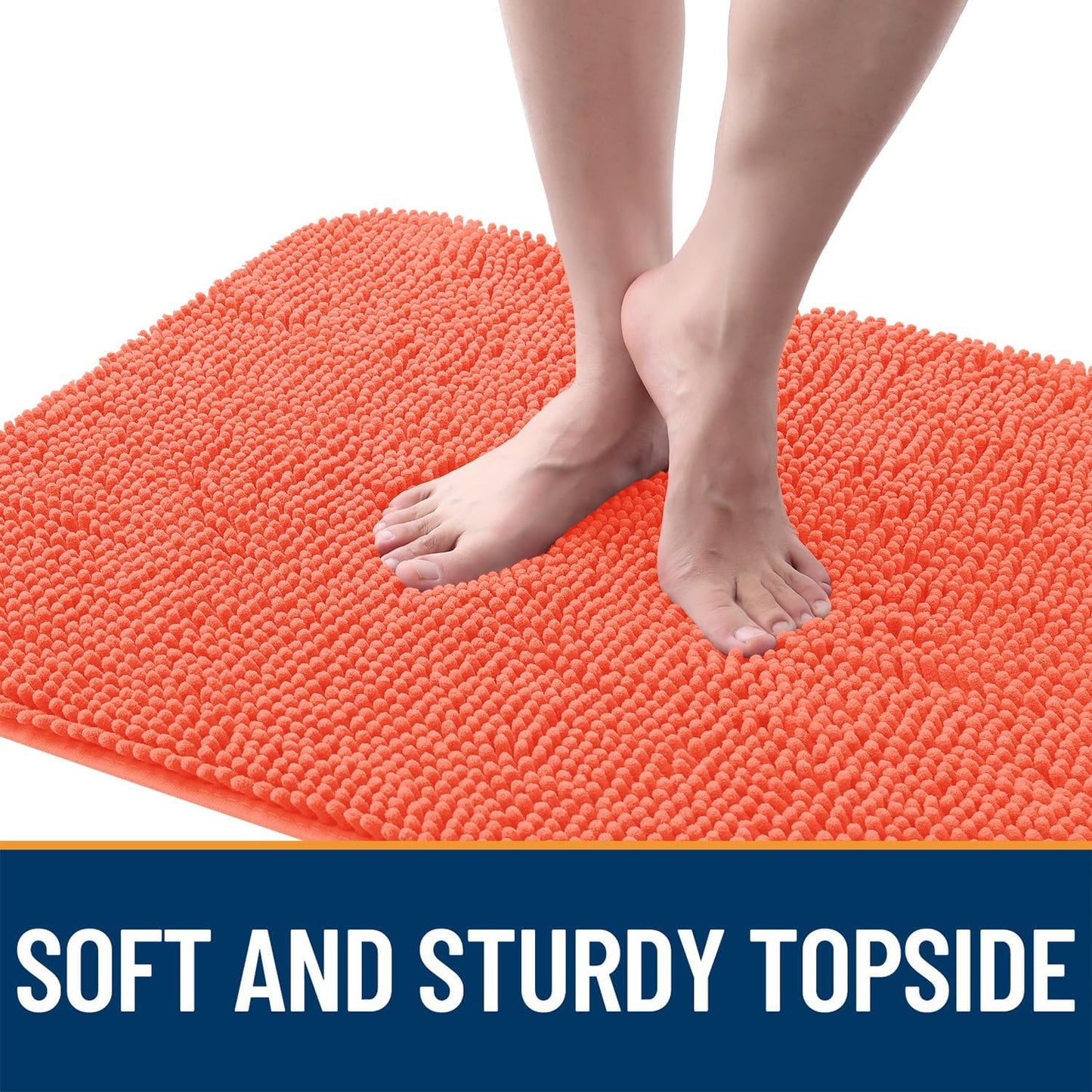 OLANLY Dog Door Mat for Muddy Paws 54x32, Absorbs Moisture and Dirt, Absorbent Non-Slip Washable Doormat, Quick Dry Chenille Mud Mat for Dogs, Entry Indoor Entryway Carpet for Inside Floor, Coral