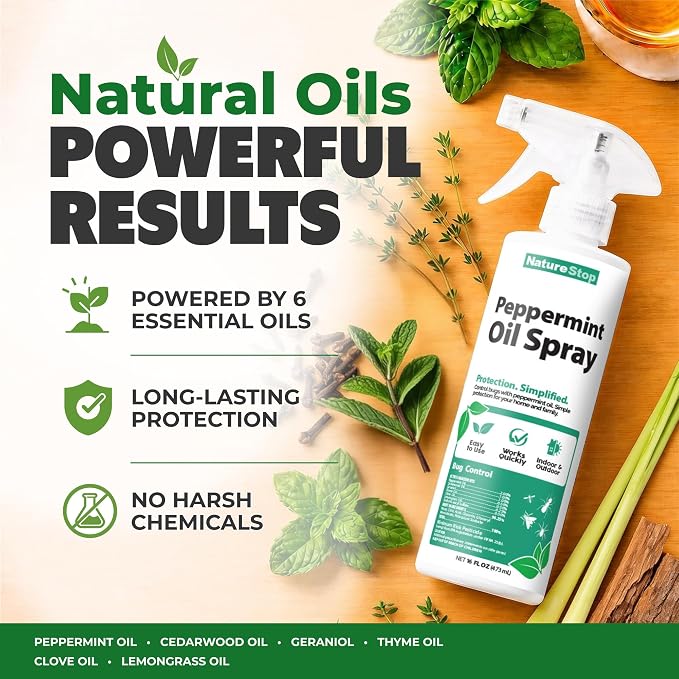 Peppermint Oil Insect Repellent Spray (16oz) | Powerful Peppermint Formula, Pet & Family Friendly, For Household Insects, Indoor & Outdoor Use, Made in USA