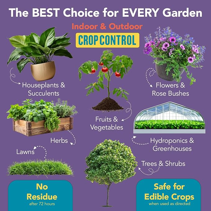 Trifecta Crop Control Insecticidal Soap for Plants | All Natural Fungicide for Plants | Spider Mite Killer Indoor Plants, Food Safe Commercial Grade Pesticide, Herbicide, Spider Mites Spray for Plants
