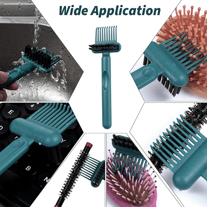 Yuanchu 2Pcs 2-in-1 Hair Brush Cleaner and Remover Tools, Dual-Sided Comb Effective Hairbrush Cleaner for Removing Hair and Dust Home Salon Travel Use(Green)