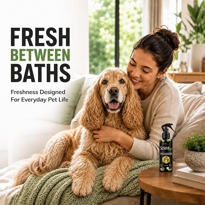 Pet Freshening & Odor Neutralizing Spray for Dogs, Cats, Fabrics, Pet Beds & Furniture, Fresh Between Baths, Touch-Activated Freshness, 98% Natural, Alcohol-Free Formula - Sweet Jazz (200mL) | Long-lasting Sweet Jazz freshness with nanoSCENT Technology...