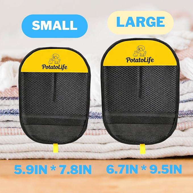 PotatoLife Pet Hair Removal Glove Upgraded Reusable Electrostatic Washable Fur Remover for Dogs Cats, Grooming Mitt for Couch, Sofa, Furniture, Carpet, Clothing and Car Seat, 2-Pack Large | Easy to Clean,Quick Hair Pickup,No Sticky Refills,Multi Surfac...