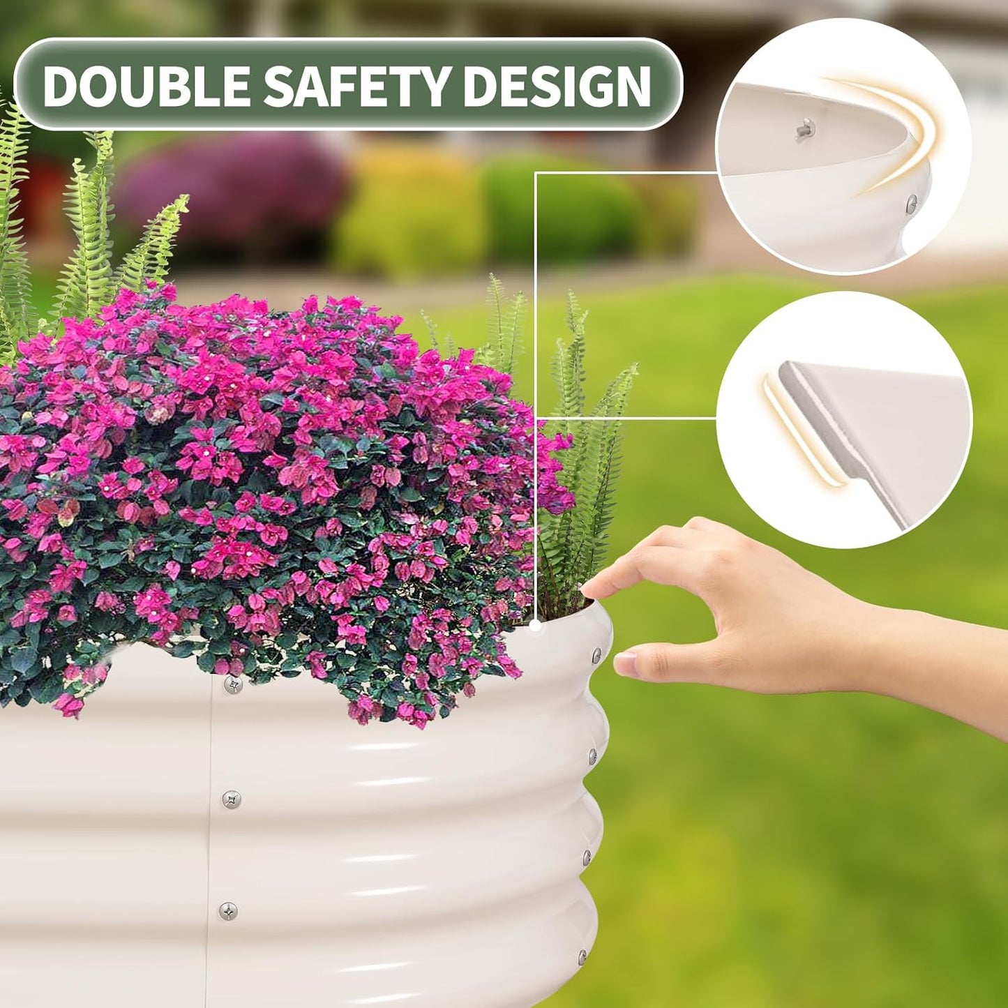 1MORE Galvanized Raised Garden Bed- Planter Garden Boxes Outdoor, Raised Beds for Gardening, 4x2x1ft Metal Garden Bed Kit for Vegetables Flower, Planter Raised Beds with Tools.White-2pack