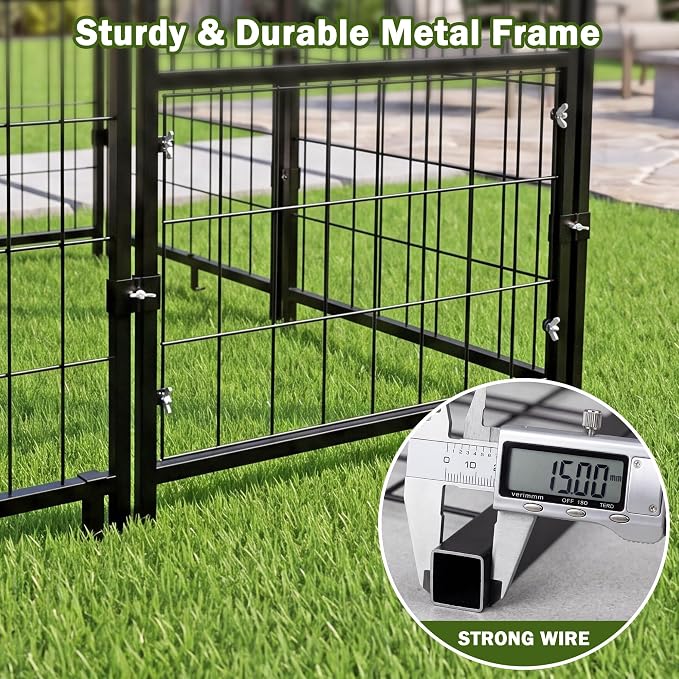 Dog Kennel Outdoor Enclosure with Roof, 4x4x4.6 FT Heavy Duty Outside Dog Run for Yard, Dog Crate Playpen with UV-Resistant Waterproof Cover