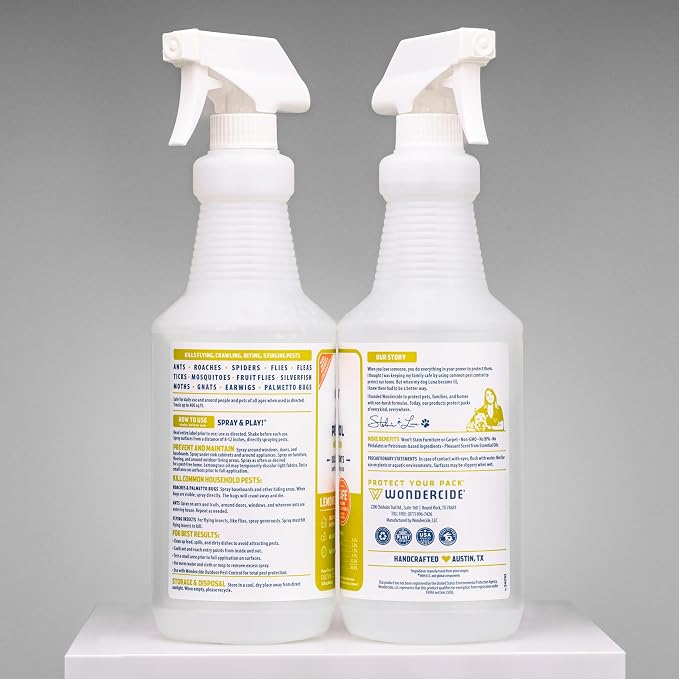 Wondercide - Indoor Pest Control Spray for Home and Kitchen - Ant, Roach, Spider, Fly, Flea, Bug Killer and Insect Repellent - with Natural Essential Oils - Pet and Family Safe — Lemongrass 32 oz