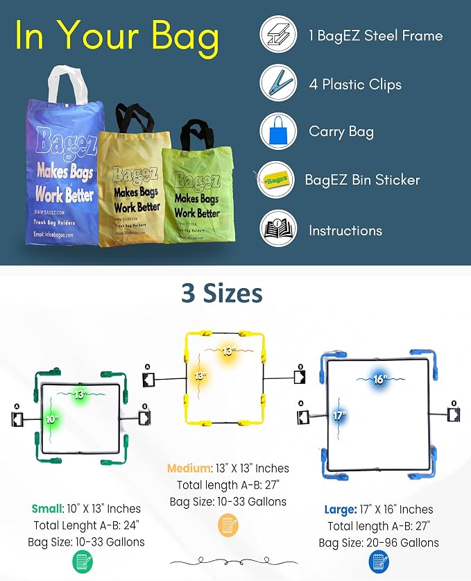 Collapsible Trash Bag Holder Stand 13-33 Gallon Garbage Bags Opener Portable Waste Bin & Storage Rack for Camping RV Outdoor Kitchen Picnic BBQ Party Can Laundry & Camper Heavy Duty Liner Hanger