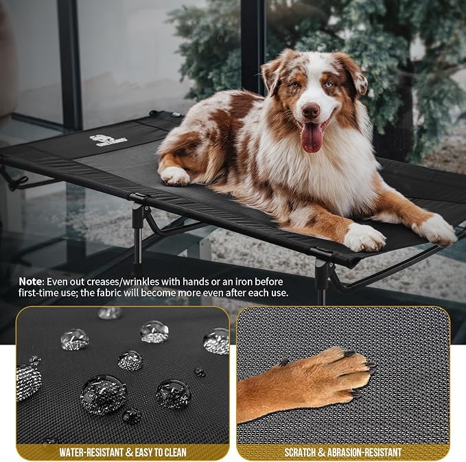 ONETIGRIS Elevated Dog Bed for Large Dogs, Outdoor Dogs Cod Large Raised Dog Bed with Chew Proof Mesh, No-Slip Portable Bed for Indoor & Outdoor Portable