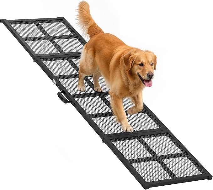 PawHut Dog Ramp for Car 75" x 20" Large Folding Pet Ramp for Large Dogs | Non-Slip Surface, Extra Long Wide, Portable Pet Stairs, SUVs Trucks Beds