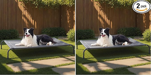 Bedsure Outdoor Elevated Cooling Dog Bed Large Sized Dog, 49in Grey (Pack of 2)