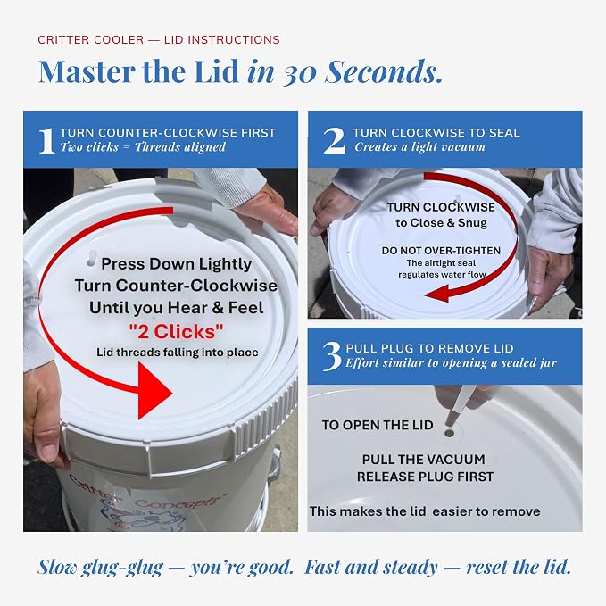 3.5 Gallon Top Fill Gravity-Fed Dog Waterer, Locking Wheels, Food Grade | Choose quality over disposable products, with US support and replaceable parts.