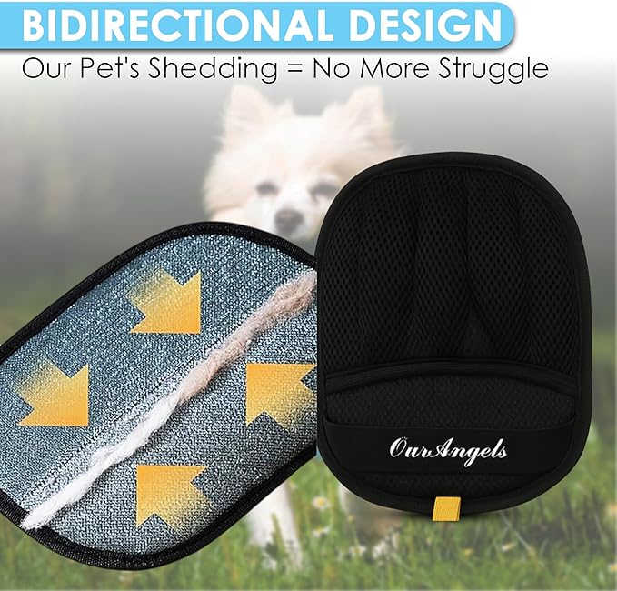 OurAngels Pack of 2 Electrostatic Pet Hair Removal Gloves – 5 Finger Reusable Grooming Gloves for Dogs and Cats – Gentle Fur Remover for Furniture, Sofa, Car and Clothes