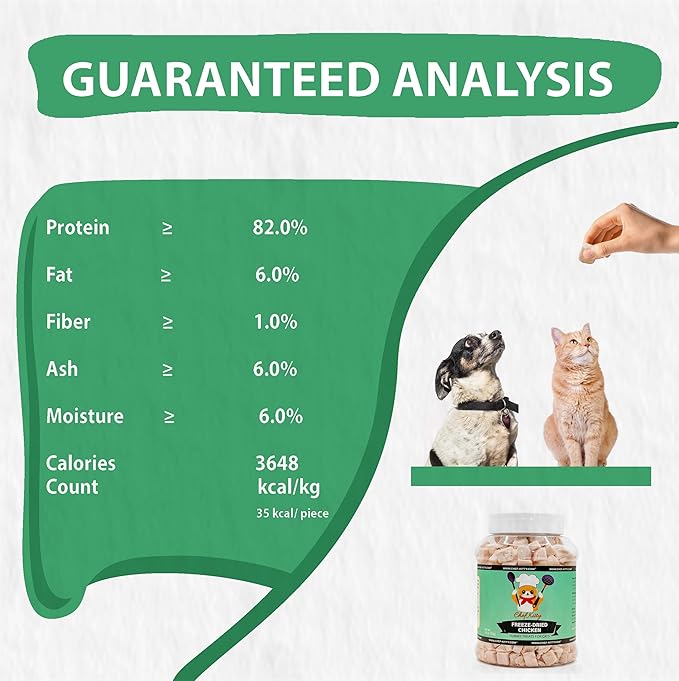 Freeze Dried Chicken Cat Treats | Healthy Dog Food Toppers 100% Human Grade | Single Ingredient, Grain Free Chicken Dog Treats | Inspected & Tested in USA | No Additives or Preservatives, 3.5 oz ASIN