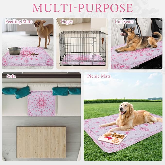 Homimp Washable Pee Pads for Dogs, 2 Pack Reusable Puppy Pads Waterproof, Absorbent and Leakproof Dog Pee Pads, Non Slip Puppy Training Pads, Pet Mat for Floor,Crate,Couch,Whelping,Pink, 36"x36"
