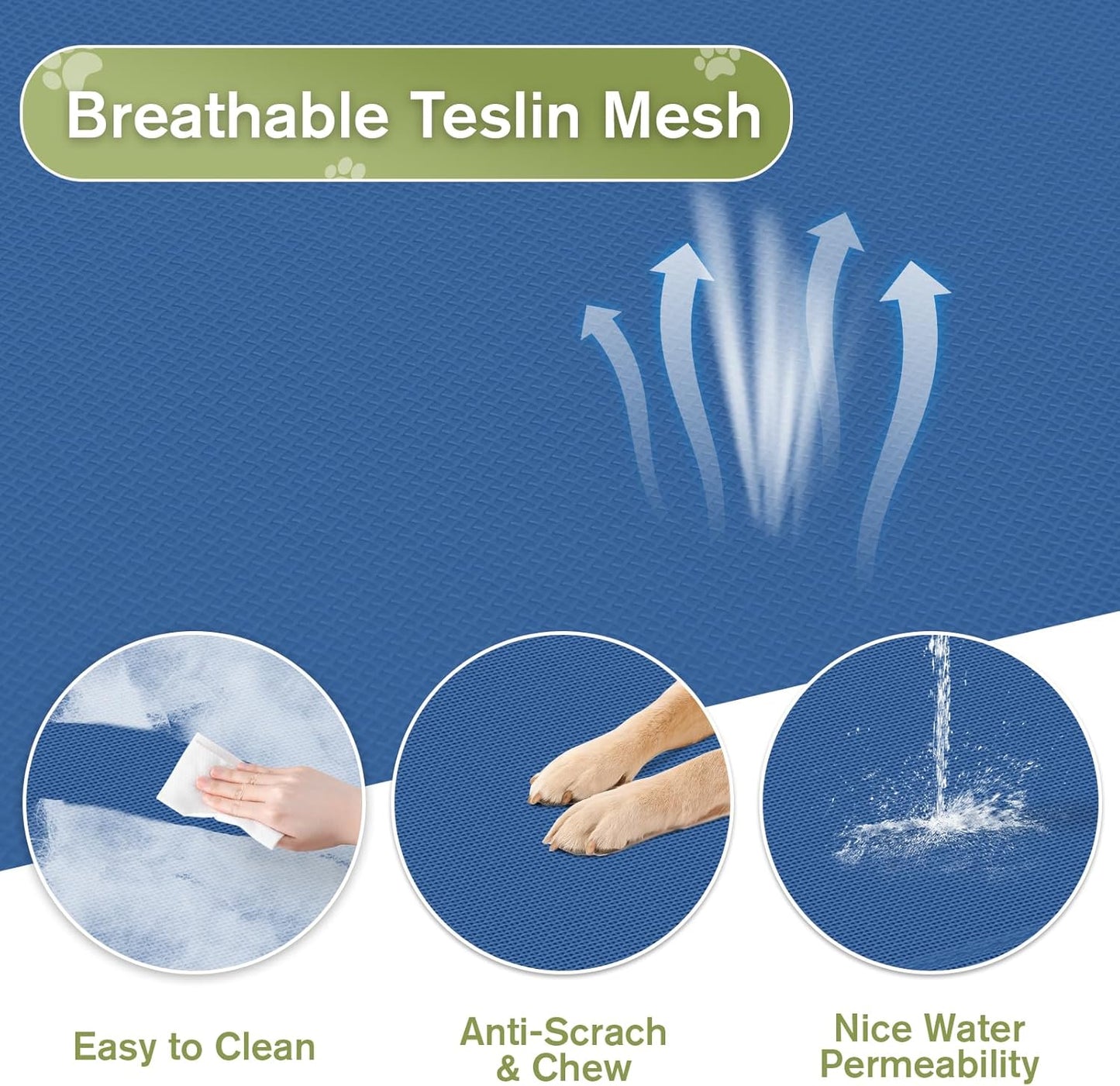 Medium Cooling Elevated Dog Bed, Outdoor Raised Pet Cots Beds for Medium Dogs with Breathable Mesh, Portable Pet Hammock, Lifted Travel Dog Bed with Non-Slip Feet, Easy to Clean, Blue, M