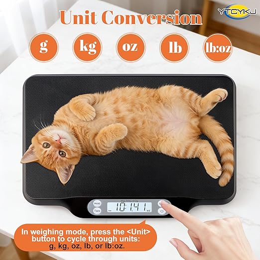 Digital Pet Scale for Accurate Weighing & Baby Scale Kitten Scale | High-Precision Puppy Scales, Dog Cat Scale | 30kg/66lb Capacity, 2g Accuracy, Non-Slip Mat, Tare & Hold Function