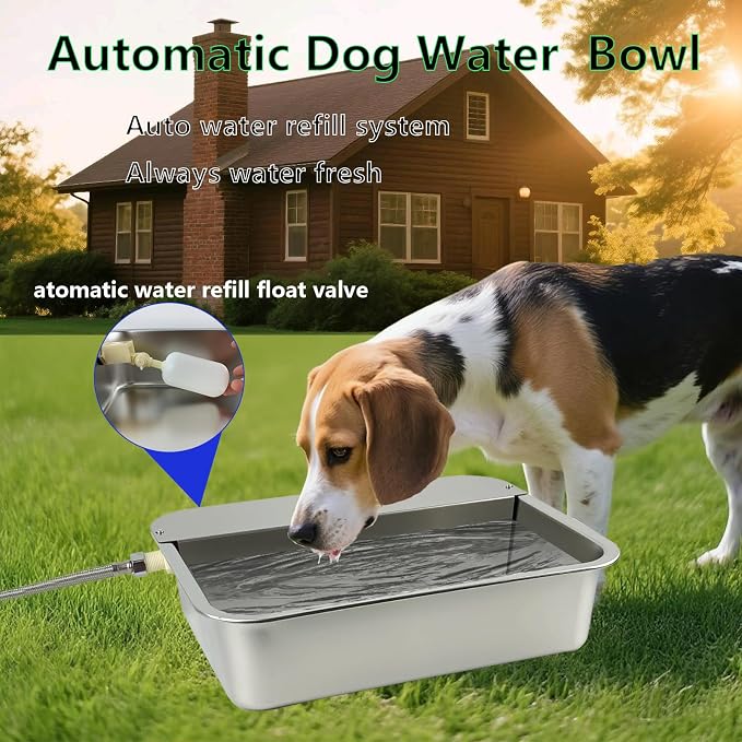 3 Gallon Automatic Dog Water Dispenser 304 Stainless Steel, Large Self-Filling Pet Water Bowl with Float Valve, Auto Animal Waterer for Dogs, Livestock, Horse, Goat, Pig