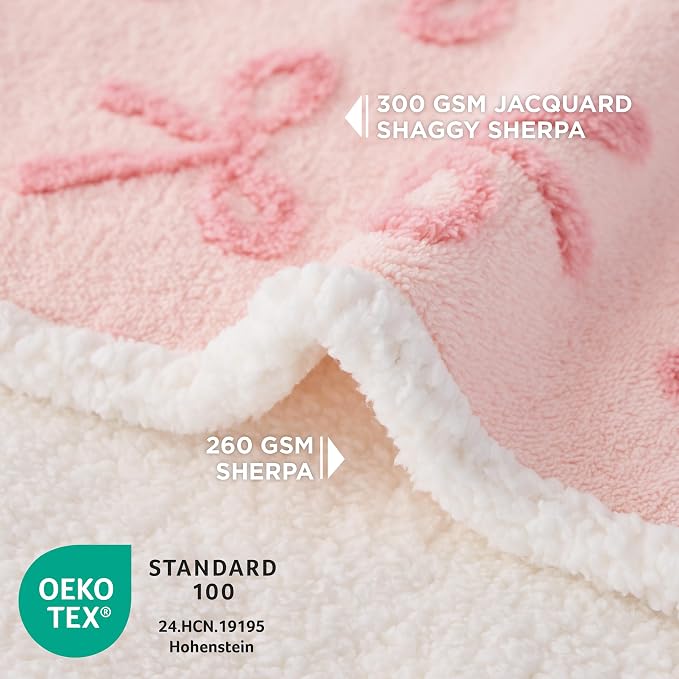 LE SURE Waterproof Dog Blankets for Medium Dogs Cute 3D Jacquard,30x40 | Puppy Blanket for Cat Aesthetic Gift, Warm Soft Sherpa Throw Washable, Reversible Pet Couch Protector, Pink Taffy