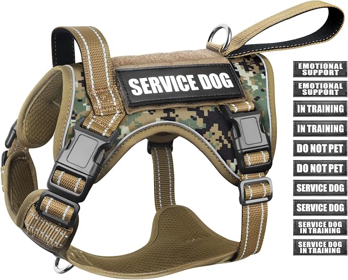 Tactical Dog Harness, No Pull Dog Harness for Medium Large Dogs with Handle & Molle, Military Service Dog Vest Harness in Training Pet Harness for Small Dogs