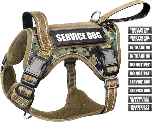 Tactical Dog Harness, No Pull Dog Harness for Medium Large Dogs with Handle & Molle, Military Service Dog Vest Harness in Training Pet Harness for Small Dogs
