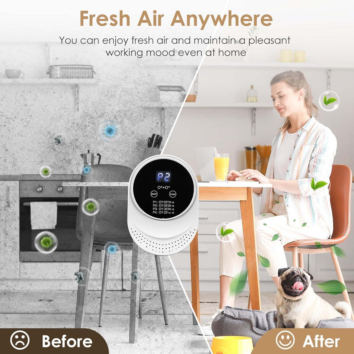 Cat Litter Deodorizer for Litter Box Plug In Air Fresheners for Home Ionizer Air Purifier for Strong Odor Portable Air Cleaner for Bathroom Toilet Living Room Kitchen Pets House Car (1)