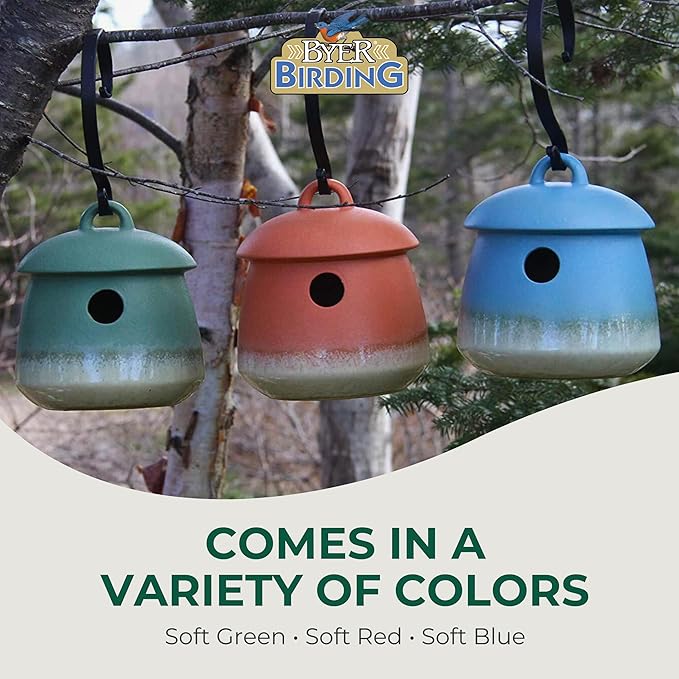 Byer of Maine Return Bird Home, Hanging Bird House, Soft Green, 7 D x 7 H inches