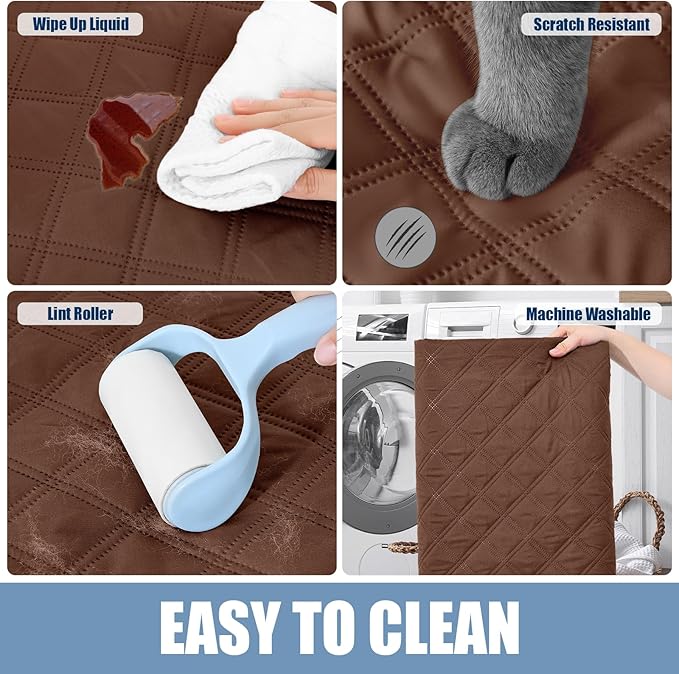 Smiry Waterproof Dog Bed Cover Pet Blanket, Soft Washable Dog Blanket for Furniture Bed Couch Sofa Reversible, Checkered (52"x82", Brown/Beige)
