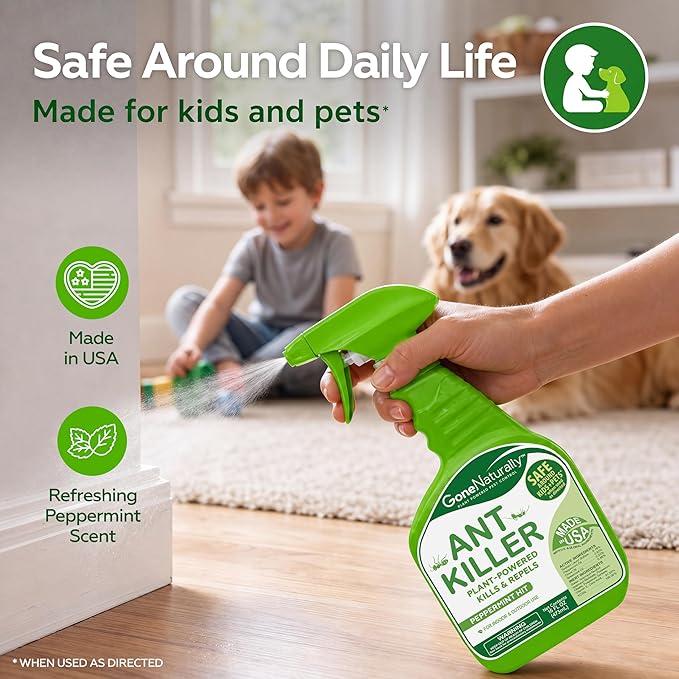Ant Killer– Peppermint Oil Ant Spray for Indoor & Outdoor Use– Natural Ant Repellent & Ant Killer for Home– Safe Around Kids & Pets Pest Control Solution (16oz)