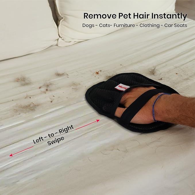 Oteengo Upgraded Electrostatic Pet Hair Removal Glove for Cats & Dogs – 5-Finger Cat Hair Remover - Reusable Magic Brush Pet Hair Remover Tool for Laundry, Furniture, Carpet, Bedding & Car Seats