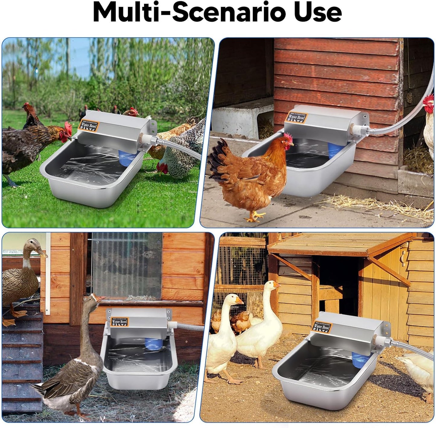 Automatic Water Dispenser for Dog, 3L Dog Water Bowl Dispenser, Stainless Steel Indoor/Outdoor Water Feeder Suitable for Dogs Livestock Chicken Horse, Easy to Clean