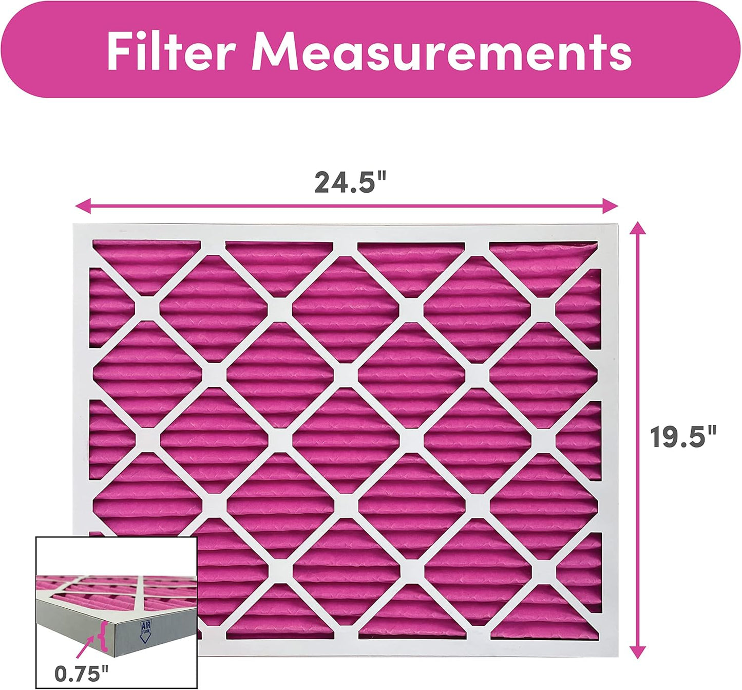 Colorfil 20x25x1 Air Filter (4-Pack) | Made in the USA | Color Changing | Remove Cat and Dog Odor | MERV 8 for Pet Hair Dander and Dust | 19.5"x24.5"x0.75" Exact Size