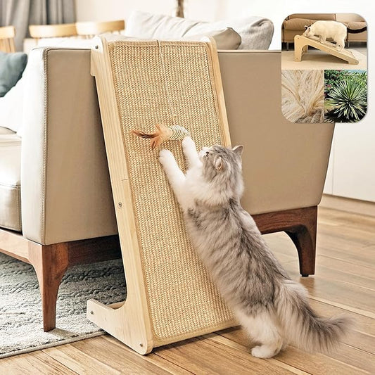 PETKARAY Cat Scratcher, Cat Sisal Scratching Ramp, L Shape Cat Scratch Pad for Indoor Cats, Wall Furniture Protector with Catnip Large