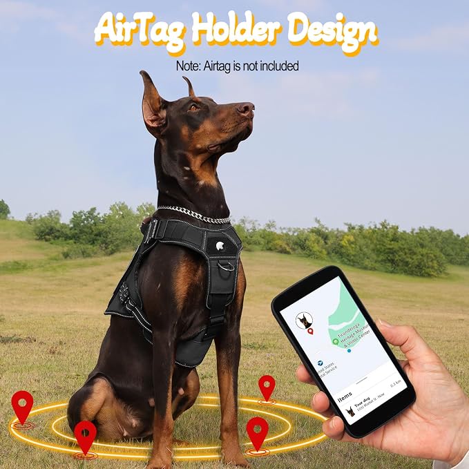 Tactical Dog Harness - HEYCAHVA Service Dog Vest Full Metal Buckles Dog Vest for Medium Large Dog Reflective No Pull Dog Harnesses Vest with Leather Handle, Hook & Loop for Hiking Training (Black, M)