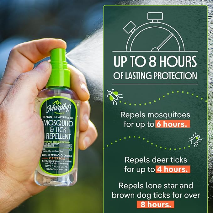 Murphy's Naturals Mosquito & Tick Bug Repellent Spray, 2 fl oz (Pack of 3) | 30% oil of lemon eucalyptus, EPA-registered & DEET-free*; 2 fl oz pump 3-pack protects skin & gear up to 6 hours