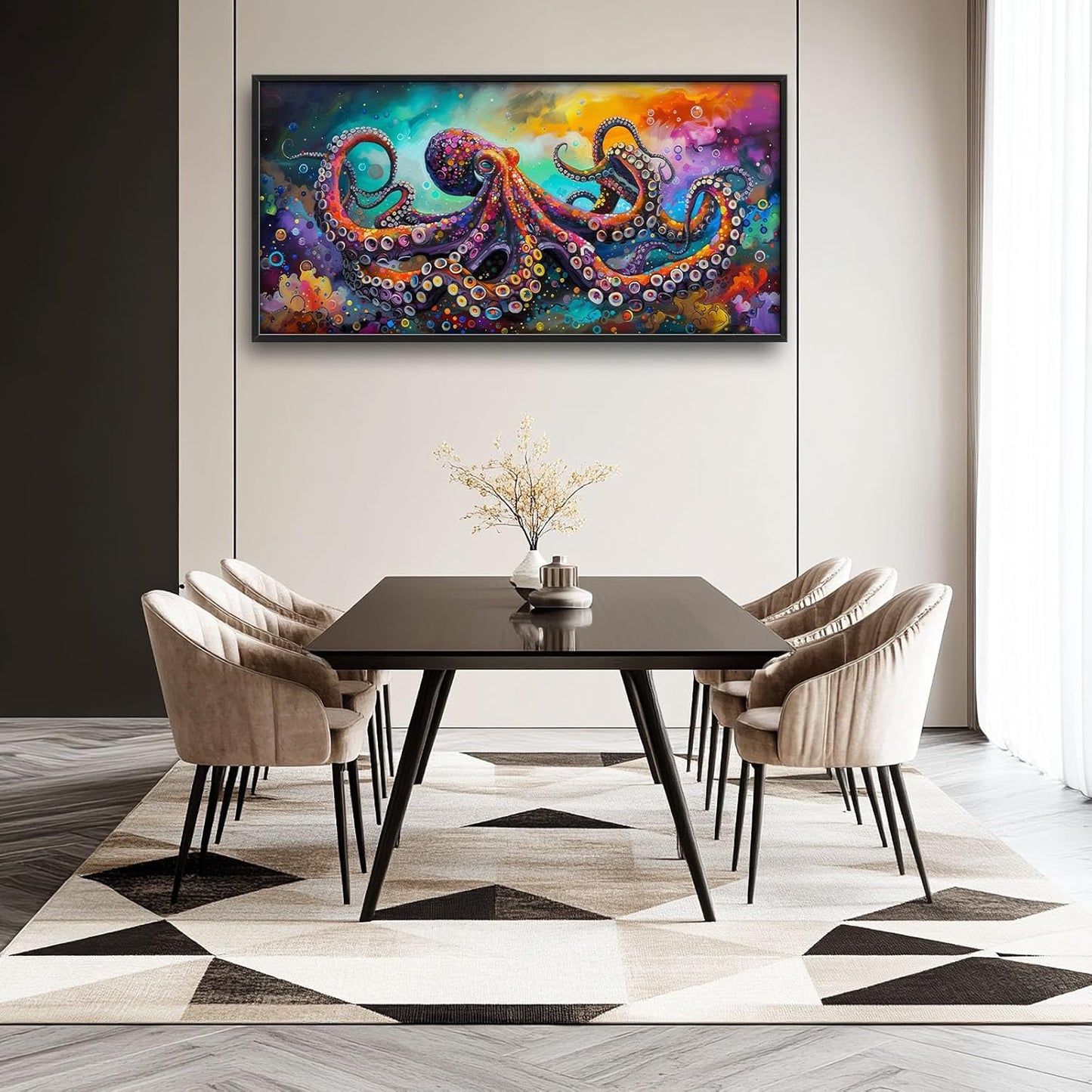 Quorin Octopus Large Wall Art Abstract Colorful Octopus Pictures Sea Ocean Animal Wall Decor Canvas Print Painting Artwork for Bathroom Living Room Bedroom 60L x 30W