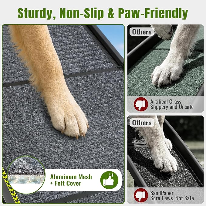 Dog Ramp for Car 73" Extra Long, Telescoping & Aluminum Dog Steps | 73" L x 17" W, Portable, Folding, for Large/Medium/Small Dogs, Aluminum Frame & Lightweight, Non-Slip Surface, Up to 250LBS