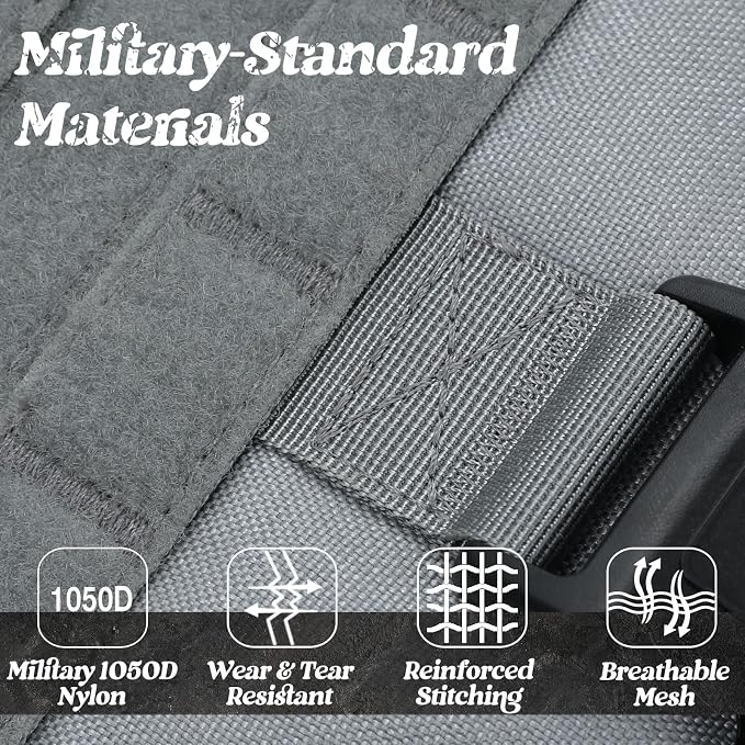 rabbitgoo Tactical Dog Harness X-Large, Heavy Duty Military No Pull Vest | Sturdy Metal Buckles, 5 Adjustments, Molle System, Powerful Pullers for Training, Hunting, Outdoor, Grey, X-Large