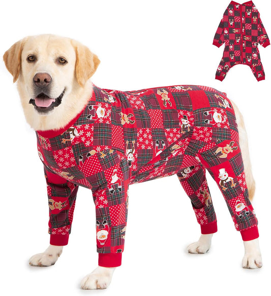 Yeapeeto Dog Onesie Surgery Recovery Suit for Large Medium Bodysuit Dogs Pajamas PJS Full Body for Shedding, Prevent Licking, Wound Protection, Cone Alternative… (Xmas Red, 7X-Large (Pack of 1))