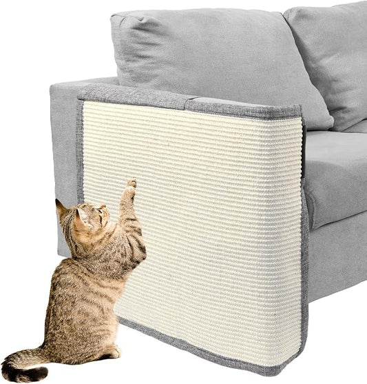 Cat Scratch Couch Protector with Natural Sisal for Protecting Couch Sofa Chair Furniture,Couch Protector from Cat Claws 23.6" L*19.7" W(Light Grey/Right Hand)