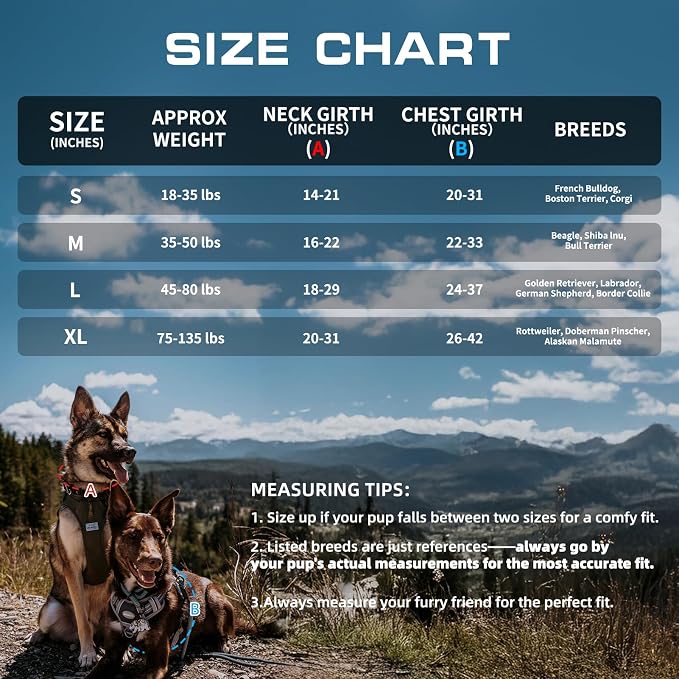 AUROTH Tactical Dog Harness for Large Dogs No Pull Adjustable Pet Harness Reflective K13 Working Training Easy Control Pet Vest Military Service Dog Harnesses