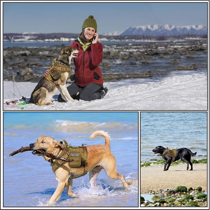 Tactical Dog Vest Training Outdoor Breathable Harness Military Pet Tactical Vest Detachable Pouches D Ring for Dog Leash