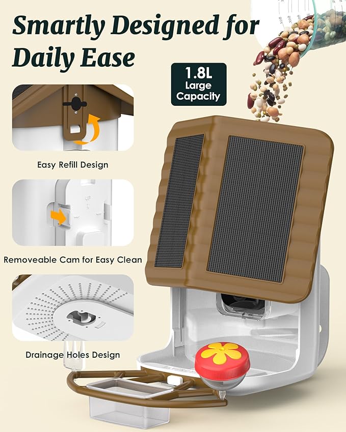 BIRDSFAVE-Bird Feeder with Camera Solar Powered, 2K Clear Live/Video/Photo Auto Arrival Alerts AI Identify Smart Cameras Birds Feeders with 32GB Card DIY Add-ons, 2.4G WiFi Wireless Birdwatching Gift