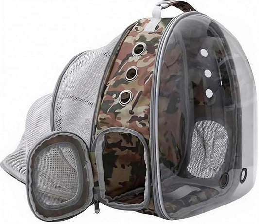 TOYSINTHEBOX Cat Backpack Carrier Back Expandable Bubble Pet Carrier Backpack for Large Cat, Kitten and Dog, Designed for Hiking, Camo