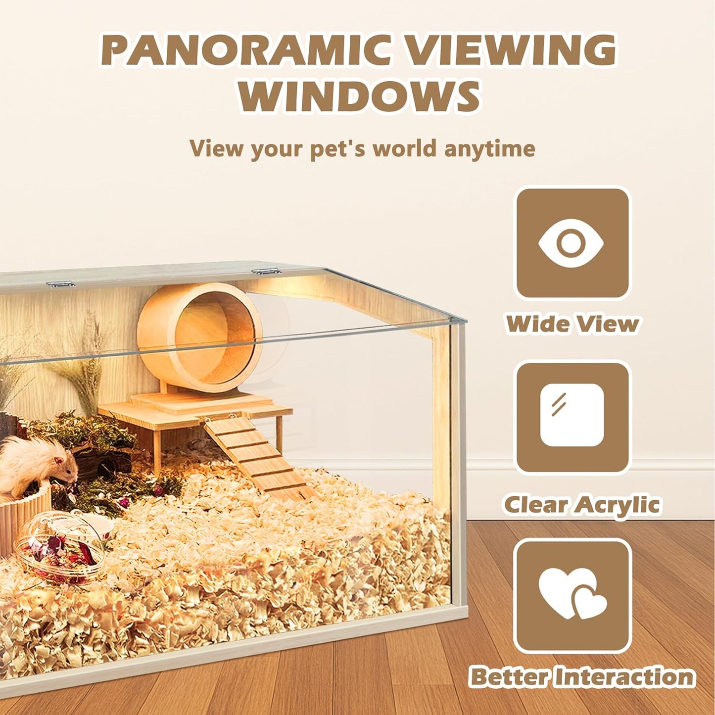 Prolee Hamster Cage Chewproof, Large Hamster Cages and Habitats 32 Inch Guinea Pig Cages Openable Top with Acrylic Sheets Solid Built, 32"