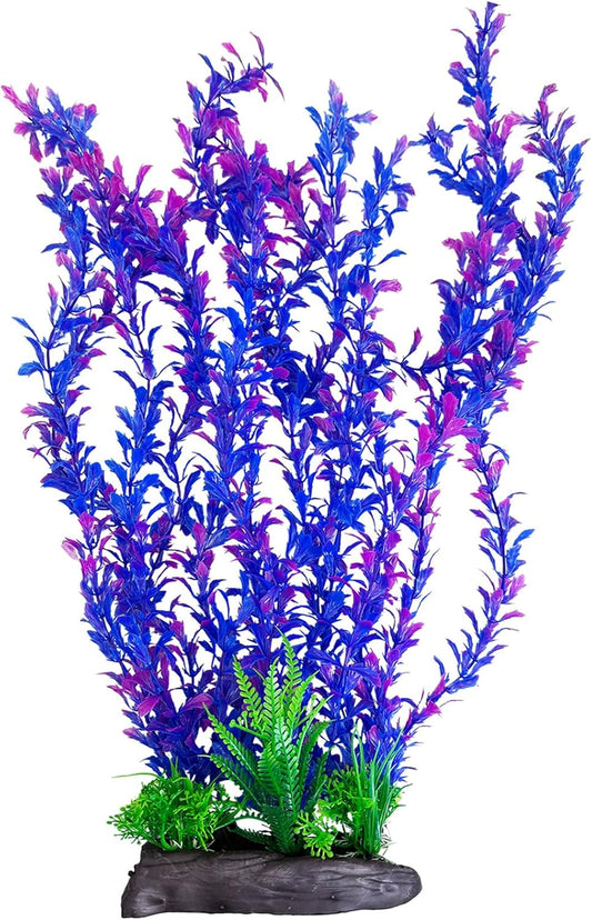 Hamiledyi Aquarium Plastic Plants Aquarium Decor Artificial Fish Tank Plants,Tall Fish Tank Decorations, Extra Large Aquarium Plant 20.4-inch Tall,1PCS