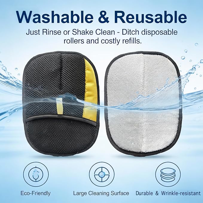 Electrostatic Pet Hair Removal Glove for Cats & Dogs, Reusable Magic Brush for Furniture & Clothes, Cat & Dog Fur Remover Tool (Black-Yellow Medium 1-Pack)