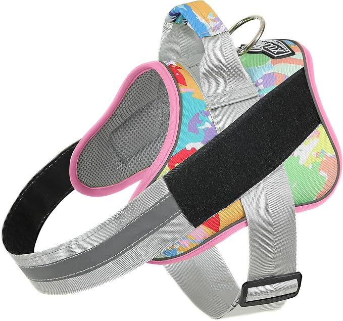 Dog Harness, No-Pull Reflective Dog Vest, Breathable Adjustable Pet Harness with Handle for Outdoor Walking - No More Pulling, Tugging or Choking (X-Large (Pack of 1), OilPainting)