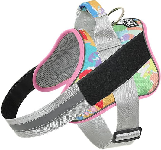 Dog Harness, No-Pull Reflective Dog Vest, Breathable Adjustable Pet Harness with Handle for Outdoor Walking - No More Pulling, Tugging or Choking (X-Large (Pack of 1), OilPainting)
