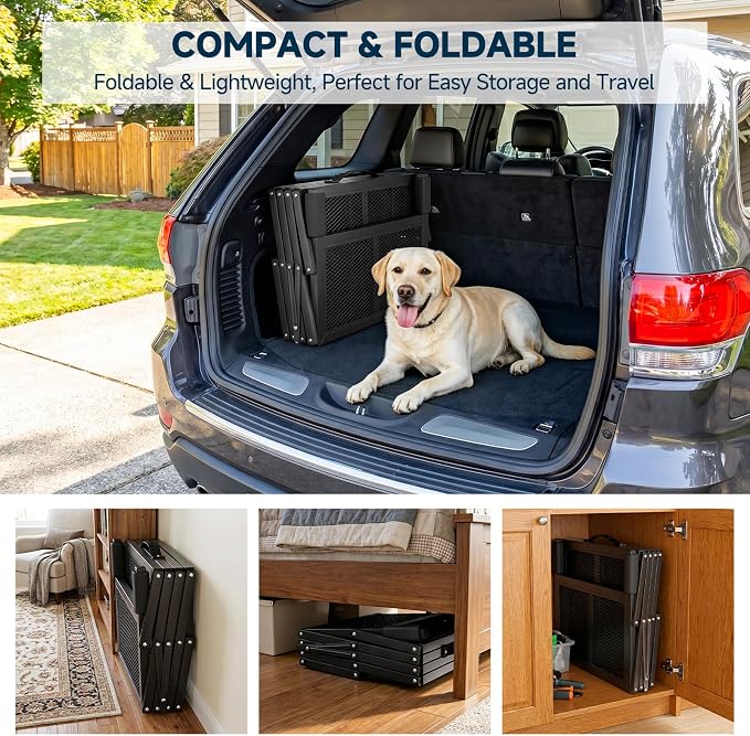 Dog Ramp for Car, Foldable Dog Steps for Car with Non-Slip Surface, Dogs Stairs for Cars, High Beds, Truck, Supports up to 250lbs, 4 Steps