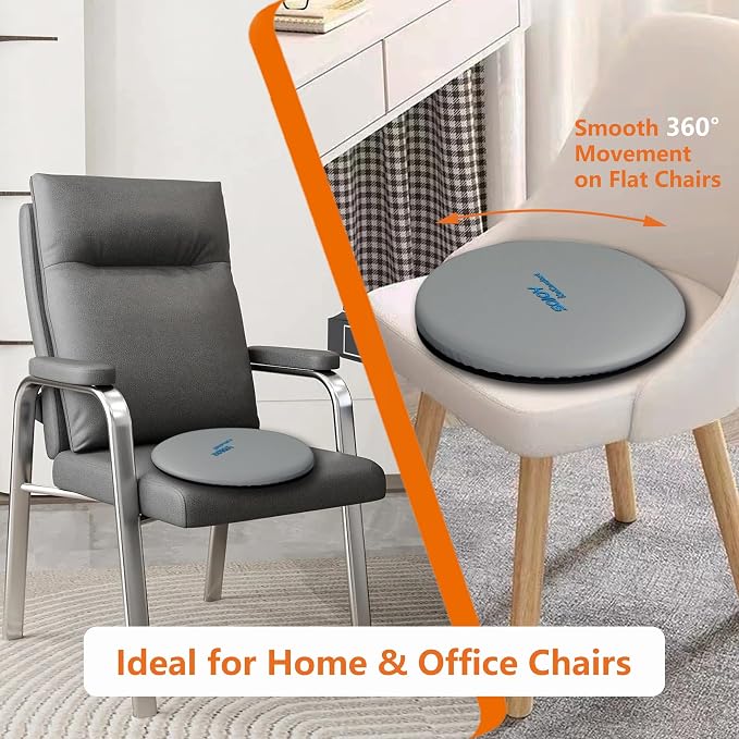 Sojoy iGelComfort Deluxe Gel Swivel Seat Cushion with Supportive Memory Foam 360 Degrees Rotating Seat Cushion for Home,Stool Chair,Office (Gray, 15.5 * 15.5 * 2.5)
