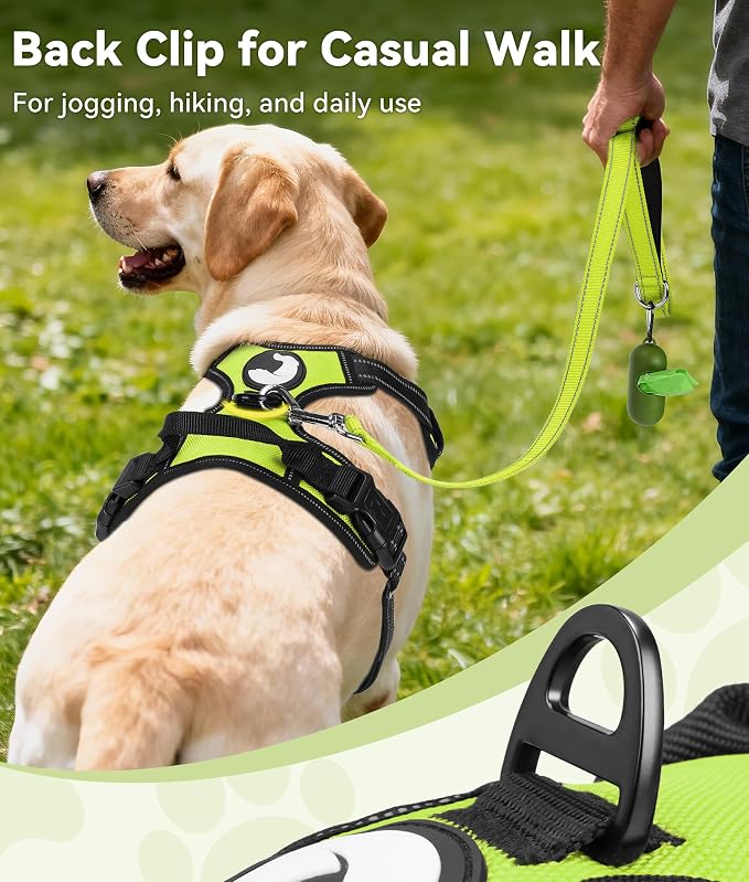 Joytale No Pull Dog Harness Medium Sized Dog, Front Clip, Green | Grab Handle for Instant Control, Padded & Adjustable Vest, Sturdy Metal D-Rings, for Safe Training & Daily Walking